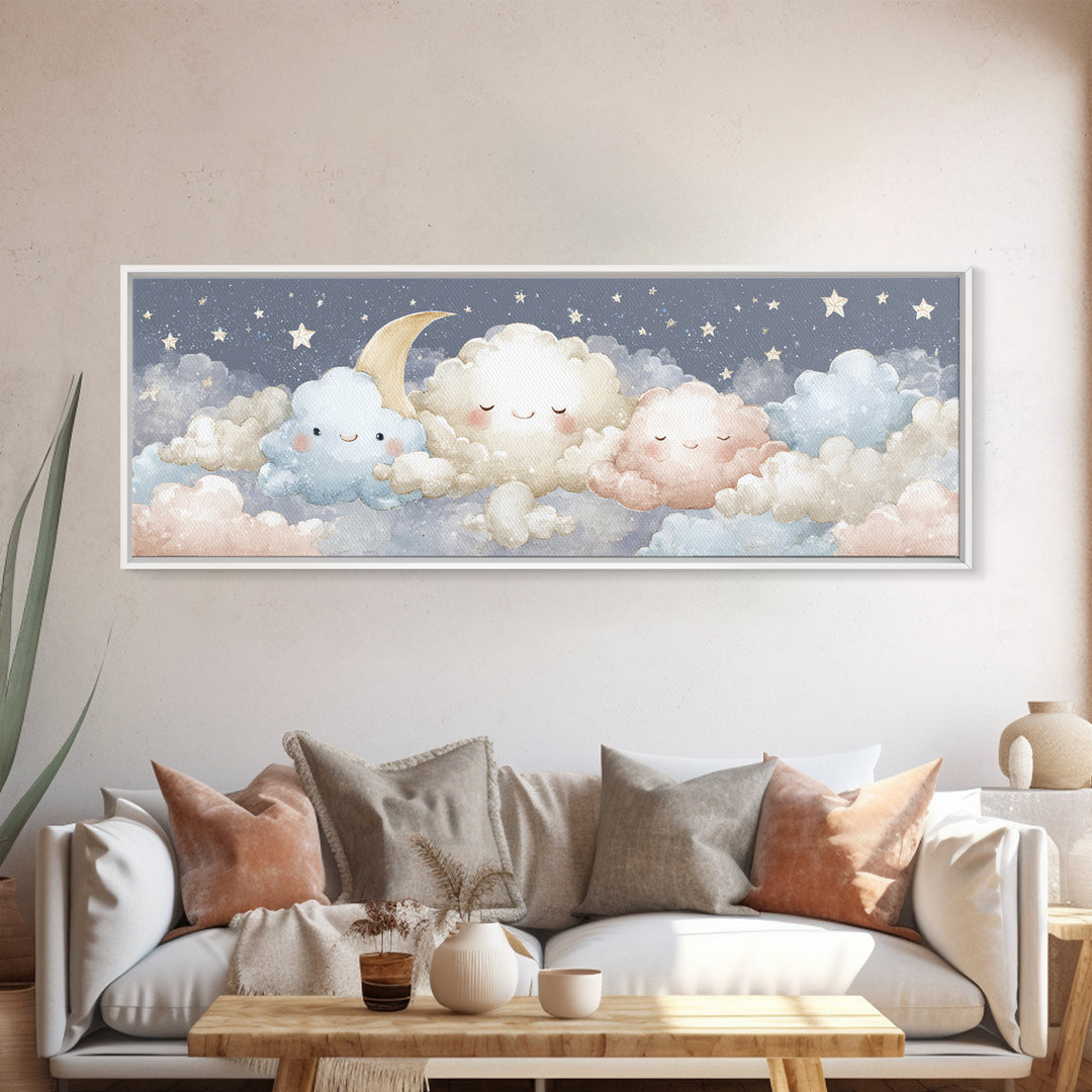 Moon and Stars Canvas Print, Nursery Art, Room Decor, Nursery Decor, Fine Art, Nursery, Printable Art, Wall Art Print, NUR-3x1-91