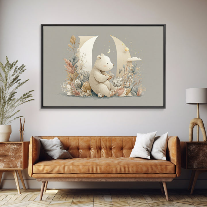 Animal Alphabet Scene Without Readable Letters Framed Canvas Print, Nursery Art, Nursery, Nursery Decor, Fine Art, Nursery, NUR-3x2-15