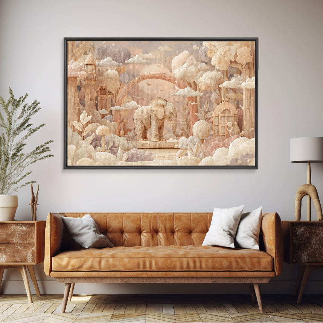 Animal Alphabet Scene Without Readable Letters Framed Canvas Print, Nursery Art, Gallery Decor, Nursery Decor, Nursery, NUR-3x2-39