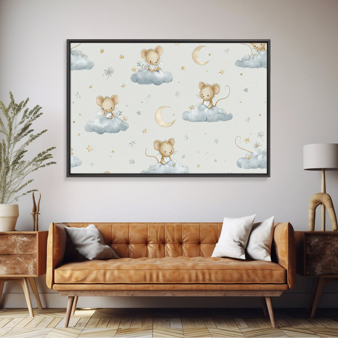 Ballet Mouse in Storybook Style Framed Canvas Print, Nursery Art, Luxury Decor, Nursery Decor, Nursery, Nursery Wall Art, NUR-3x2-96