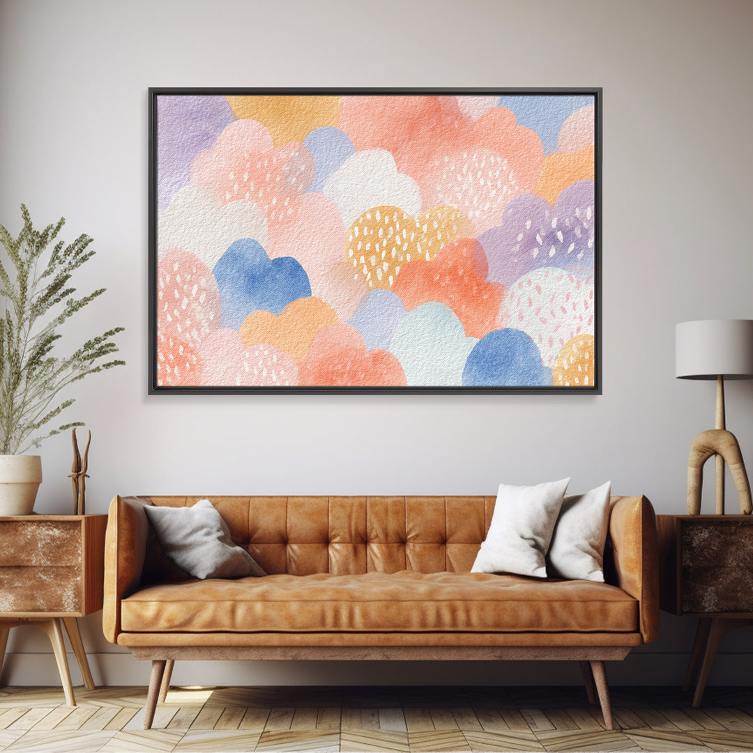 Clouds and Raindrops Canvas Print, Nursery Art, Playroom Wall Decor, Nursery Decor, Nursery, Modern Decor, Fine Art Print, NUR-3x2-98