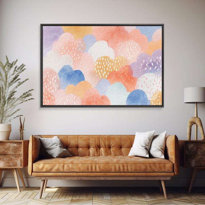 Clouds and Raindrops Canvas Print, Nursery Art, Playroom Wall Decor, Nursery Decor, Nursery, Modern Decor, Fine Art Print, NUR-3x2-98
