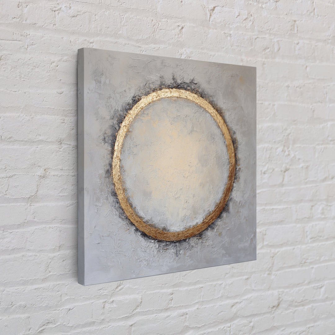 Gold Circle and Line Composition for Clarity Framed Canvas Print, Office Art, Office Decor, Abstract Art, Focus, OFF-1x1-56