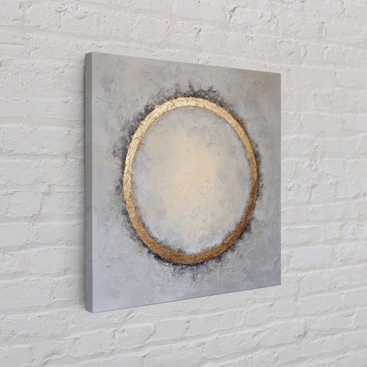 Gold Circle and Line Composition for Clarity Framed Canvas Print, Office Art, Office Decor, Abstract Art, Focus, OFF-1x1-56
