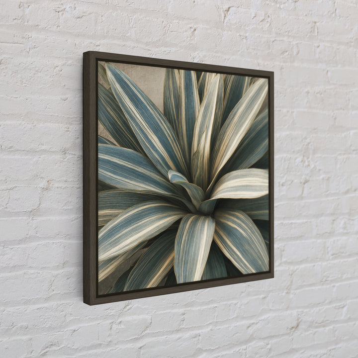 Desk Plant Botanical Closeup Framed Canvas Print, Office Art, Ai Art, Office Decor, Watercolor Art, Focus, Trendy Wall Art, OFF-1x1-64