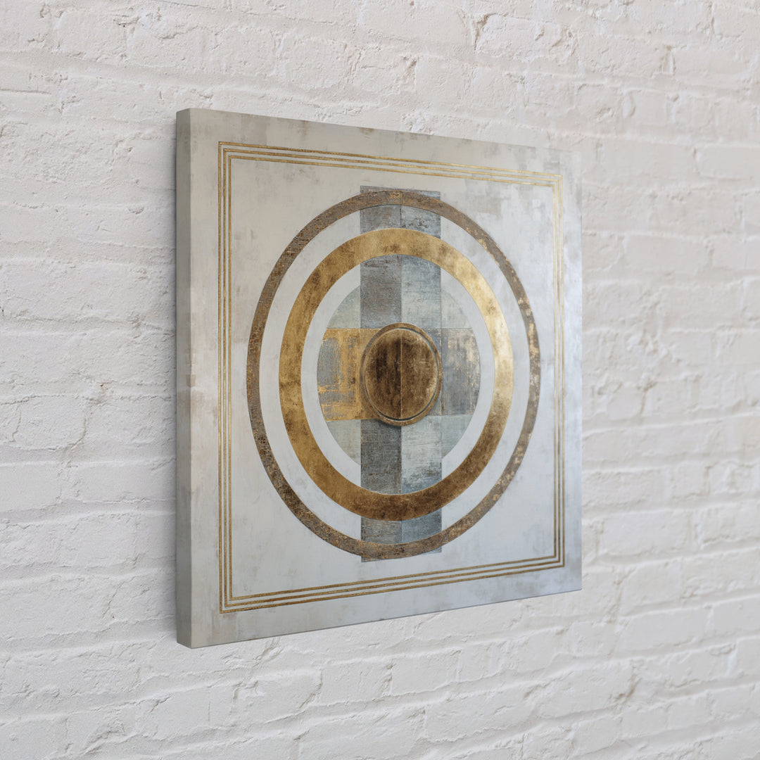 Gold Circle and Line Composition for Clarity Framed Canvas Print, Office Art, Printable Wall Art, Office Decor, Fine Art, Focus, OFF-1x1-8