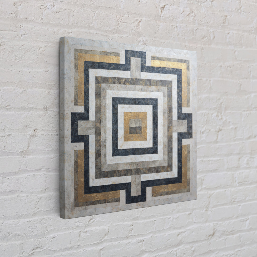 Geometric Labyrinth Pattern Canvas Print, Office Art, Downloadable Prints, Office Decor, Fine Art, Focus, Textured Painting, OFF-1x1-90