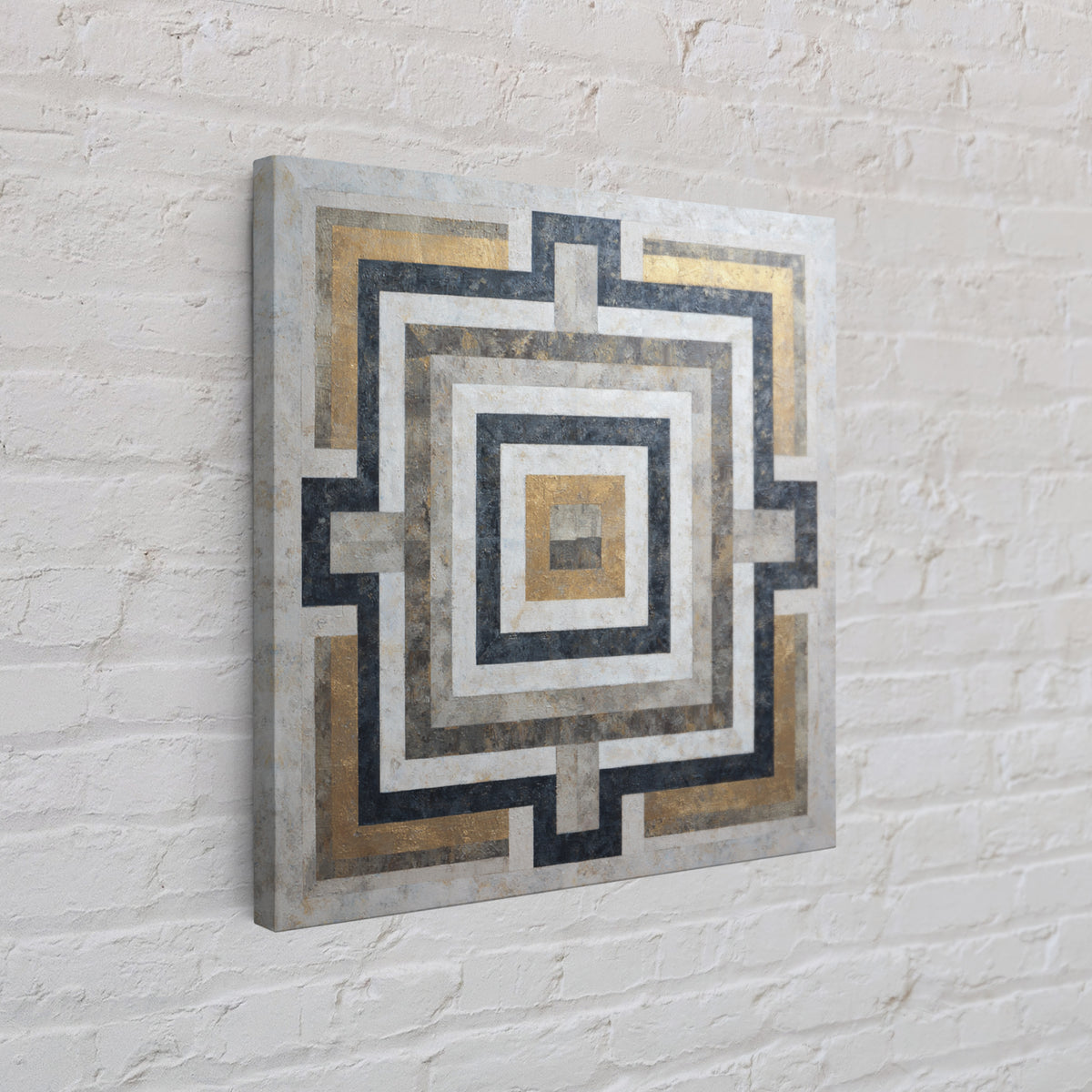 Geometric Labyrinth Pattern Canvas Print, Office Art, Downloadable Prints, Office Decor, Fine Art, Focus, Textured Painting, OFF-1x1-90