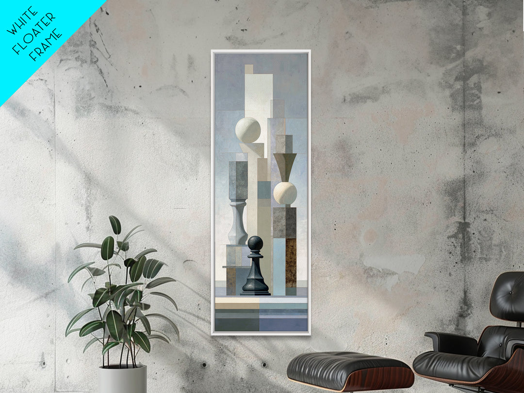 Minimal Chess Piece Still Life Canvas Print, Office Art, Office Wall Art, Office Decor, Watercolor Art, Focus, OFF-1x3-1