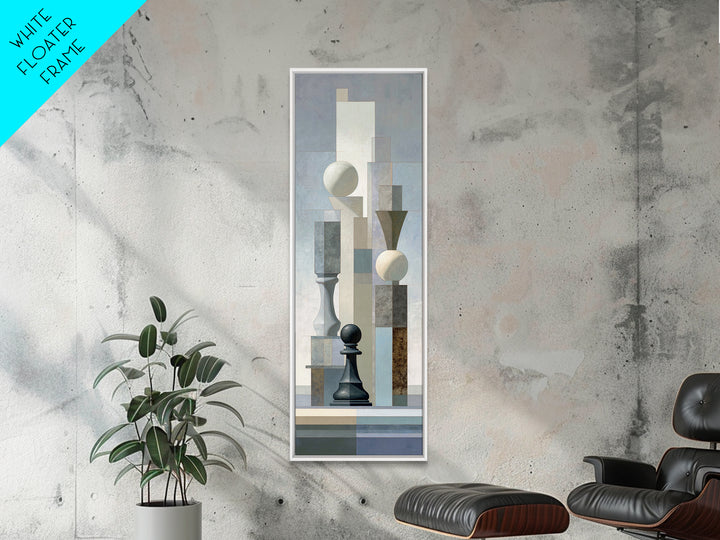 Minimal Chess Piece Still Life Canvas Print, Office Art, Office Wall Art, Office Decor, Watercolor Art, Focus, OFF-1x3-1