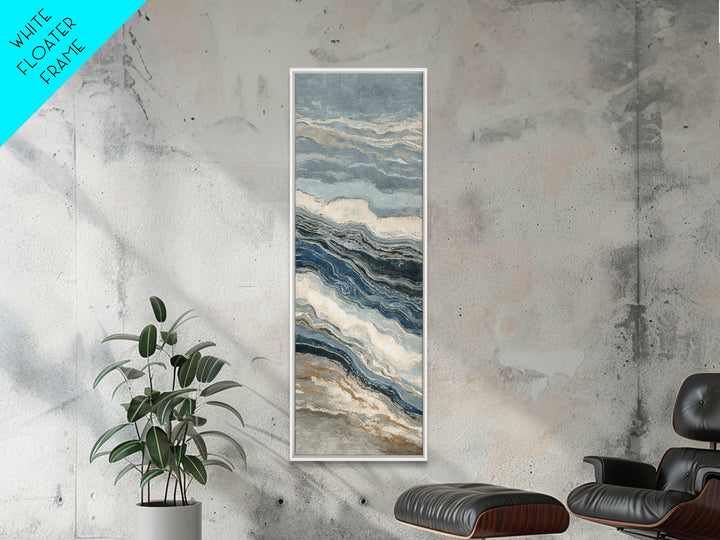 Blue Abstract Wave Pattern for Focus Framed Canvas Print, Office Art, Modern Decor, Office Decor, Abstract Art, Focus, OFF-1x3-29