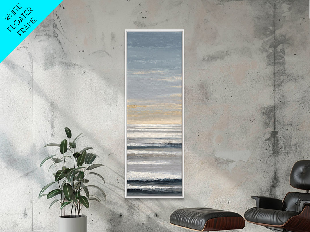 Calm Ocean Horizon for Stress Relief Framed Canvas Print, Office Art, Printables, Office Decor, Focus, Living Room Decor, OFF-1x3-47