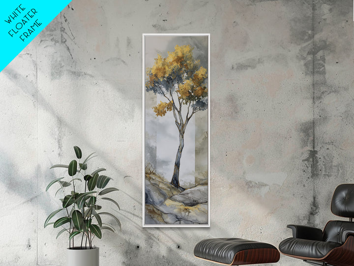Ink Wash Tree Symbolizing Stability Framed Canvas Print, Office Art, Cubicle Decor, Office Decor, Fine Art, Focus, OFF-1x3-50