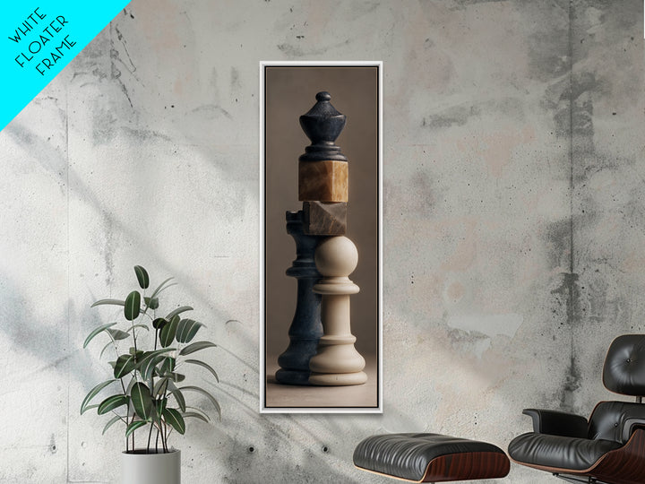 Minimal Chess Piece Still Life Canvas Print, Office Art, Digital Art, Office Decor, Fine Art, Focus, Ai Art, Digital Print, OFF-1x3-73