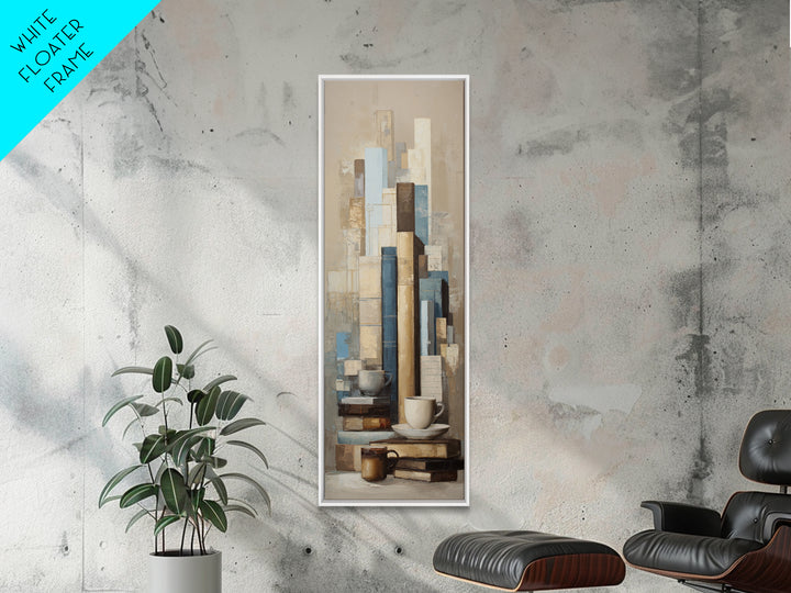 Books and Coffee Still Life Canvas Print, Office Art, Minimalist Decor, Office Decor, Fine Art, Focus, Digital Wall Art, OFF-1x3-93