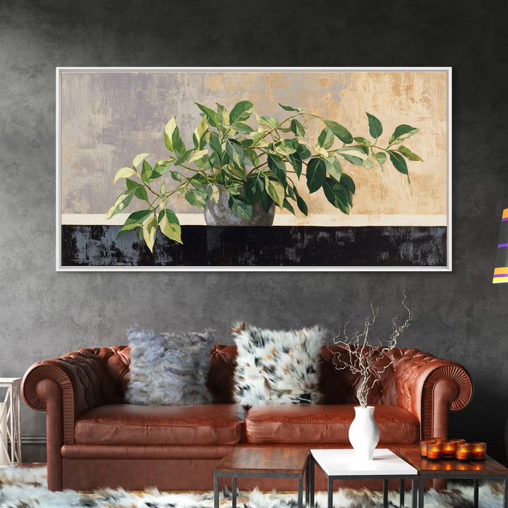 Desk Plant Botanical Closeup Framed Canvas Print, Office Art, Art Print, Office Decor, Watercolor Art, Focus, Printable, OFF-2x1-12