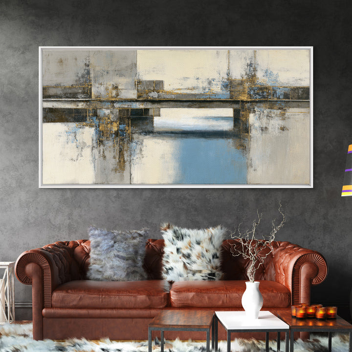 Monochrome Bridge Structure Framed Canvas Print, Office Art, Luxury Decor, Office Decor, Fine Art, Focus, Pet Portrait, OFF-2x1-30
