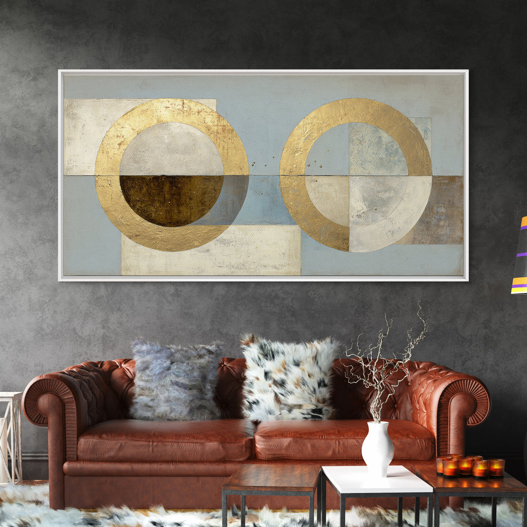 Gold Circle and Line Composition for Clarity Canvas Print, Office Art, Decor, Office Decor, Abstract Art, Focus, Wall Prints, OFF-2x1-52