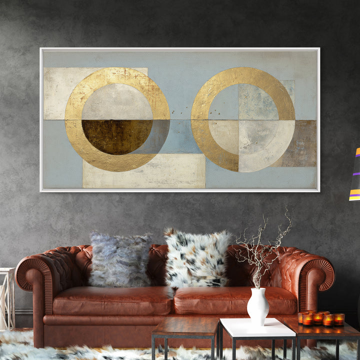 Gold Circle and Line Composition for Clarity Canvas Print, Office Art, Decor, Office Decor, Abstract Art, Focus, Wall Prints, OFF-2x1-52