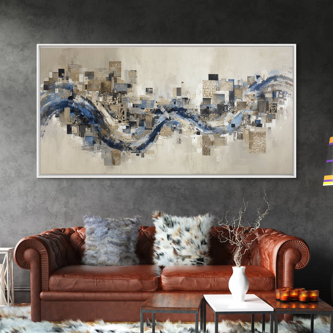 Blue Abstract Wave Pattern for Focus Canvas Print, Office Art, Decor, Office Decor, Abstract Art, Focus, Wall Prints, OFF-2x1-61