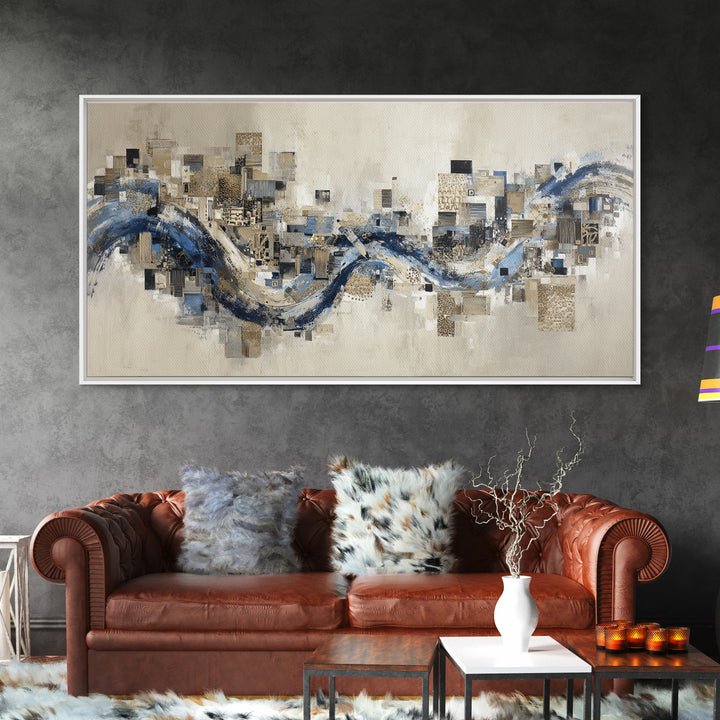 Blue Abstract Wave Pattern for Focus Canvas Print, Office Art, Decor, Office Decor, Abstract Art, Focus, Wall Prints, OFF-2x1-61