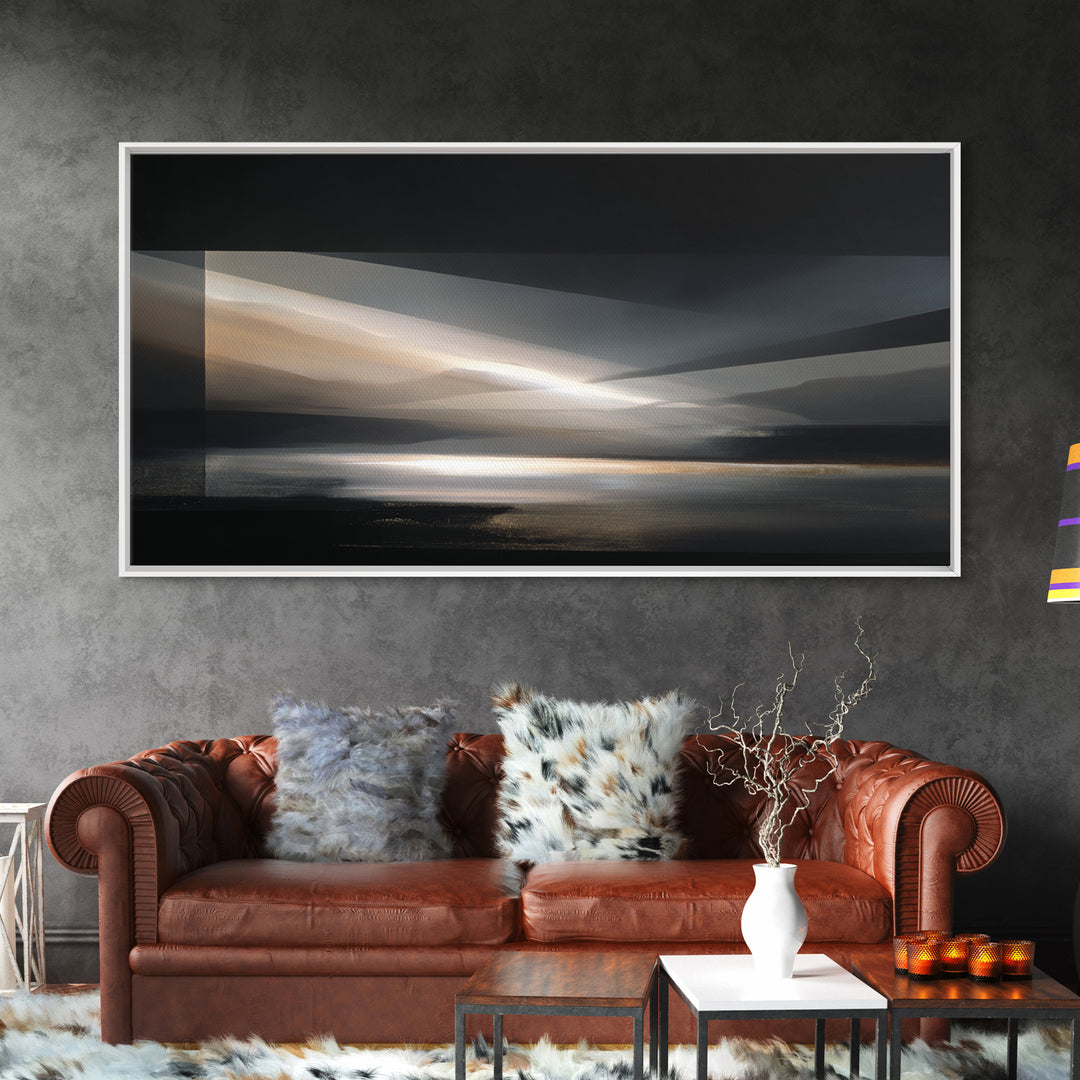 Blue Abstract Wave Pattern for Focus Framed Canvas Print, Office Art, Office Decor, Fine Art, Focus, Abstract Wall Art, OFF-2x1-85