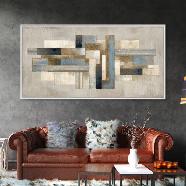 Geometric Labyrinth Pattern Framed Canvas Print, Office Art, Home Decor, Office Decor, Abstract Art, Focus, Art Deco, OFF-2x1-86