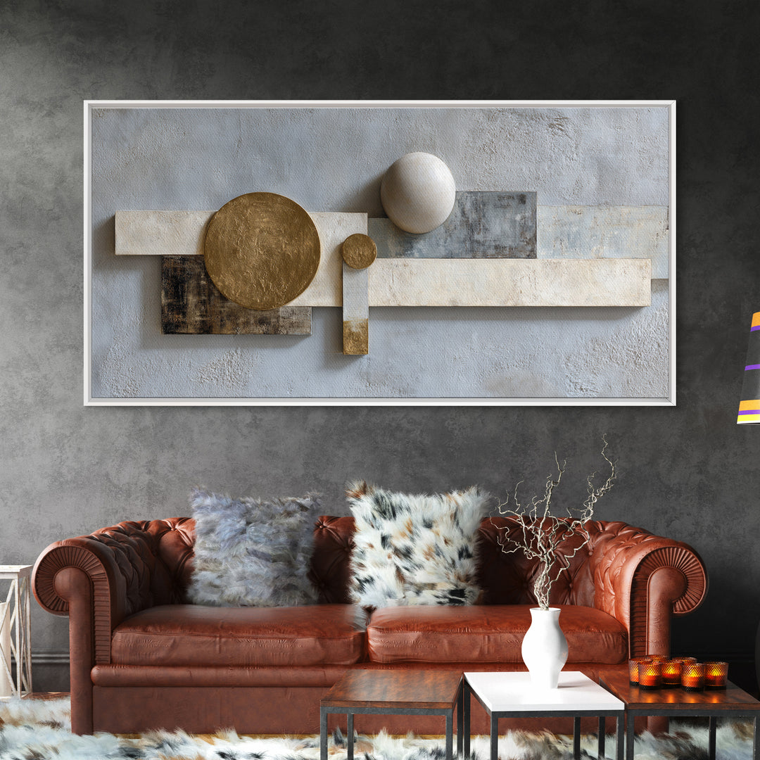 Balanced Stone Composition Framed Canvas Print, Office Art, Art Deco, Office Decor, Oil Painting, Focus, Bedroom Wall Art, OFF-2x1-92
