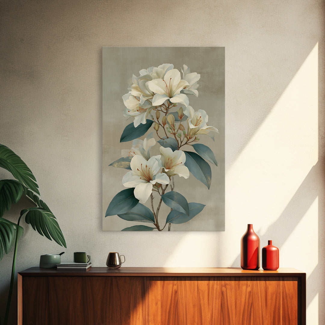 Modern Botanical Print Framed Canvas Print, Office Art, Minimalist Decor, Office Decor, Fine Art, Focus, Digital Wall Art, OFF-2x3-12