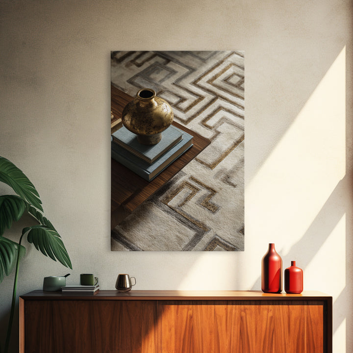 Geometric Labyrinth Pattern Framed Canvas Print, Office Art, Boho Decor, Office Decor, Focus, Digital Art, Pet Portrait, OFF-2x3-2