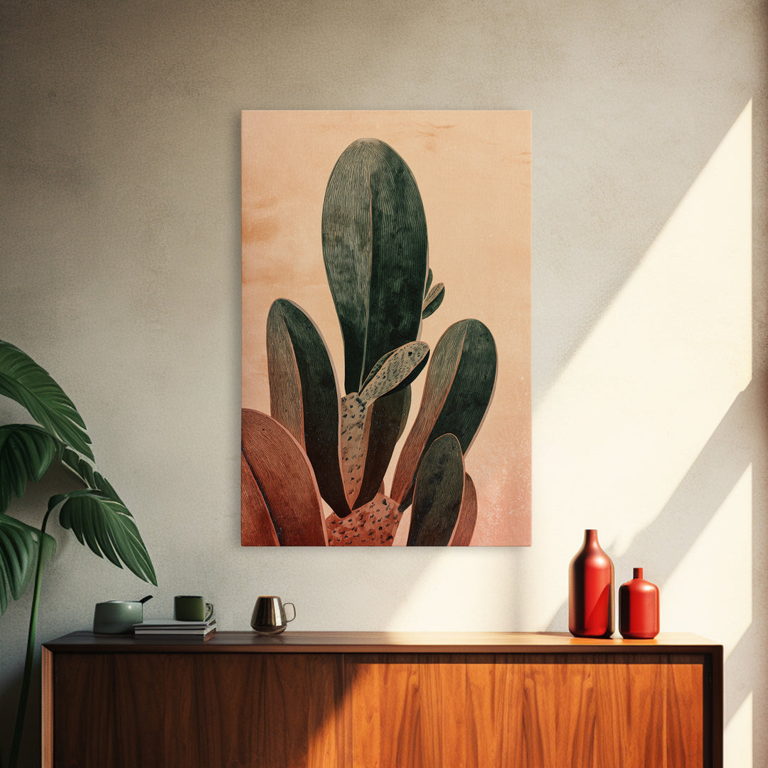 Desk Plant Botanical Closeup Framed Canvas Print, Office Art, Office Wall Art, Office Decor, Watercolor Art, Focus, OFF-2x3-24