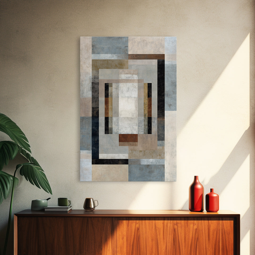 Geometric Labyrinth Pattern Framed Canvas Print, Office Art, Boho Decor, Office Decor, Focus, Digital Art, Pet Portrait, OFF-2x3-26