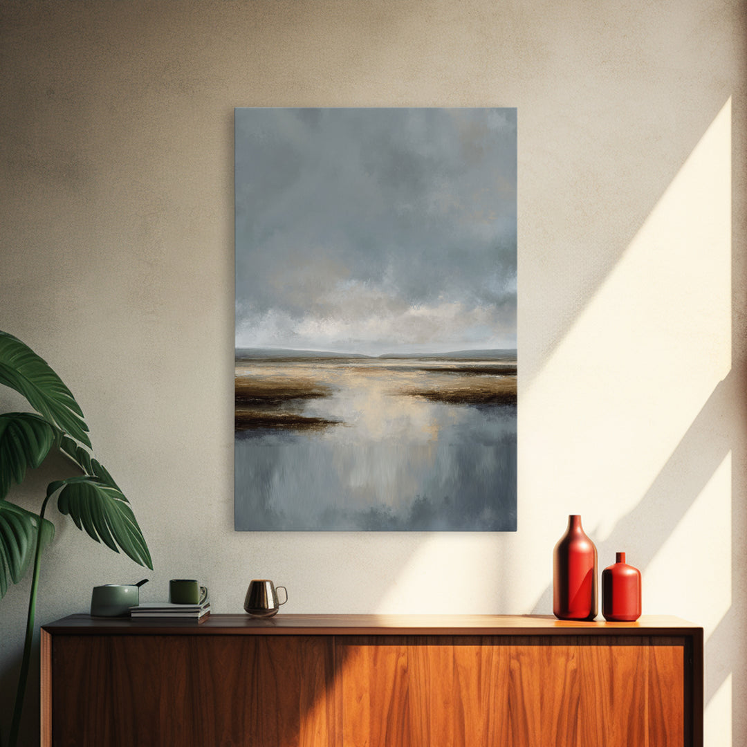 Dignified Neutral Landscape Canvas Print, Office Art, Minimalist Decor, Office Decor, Fine Art, Focus, Digital Wall Art, OFF-2x3-39