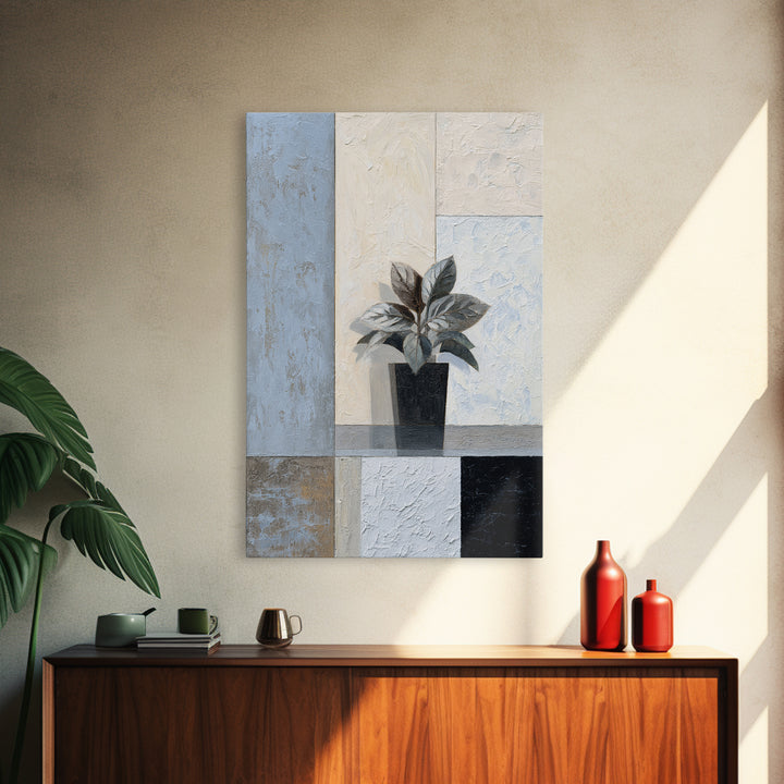 Desk Plant Botanical Closeup Framed Canvas Print, Office Art, Boho Decor, Office Decor, Fine Art, Focus, Digital Art, OFF-2x3-48