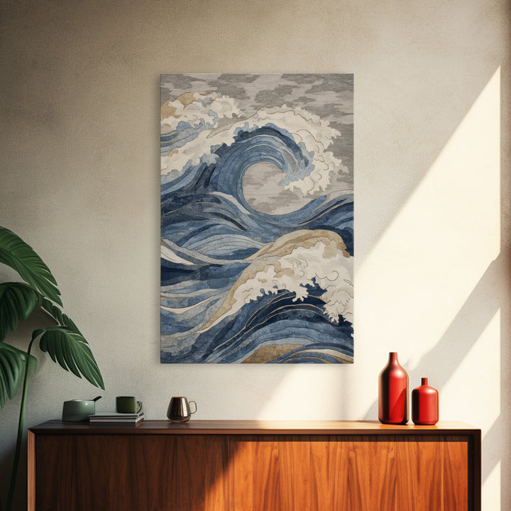 Blue Abstract Wave Pattern for Focus Canvas Print, Office Art, Pet Portrait, Office Decor, Abstract Art, Focus, Digital Print, OFF-2x3-49
