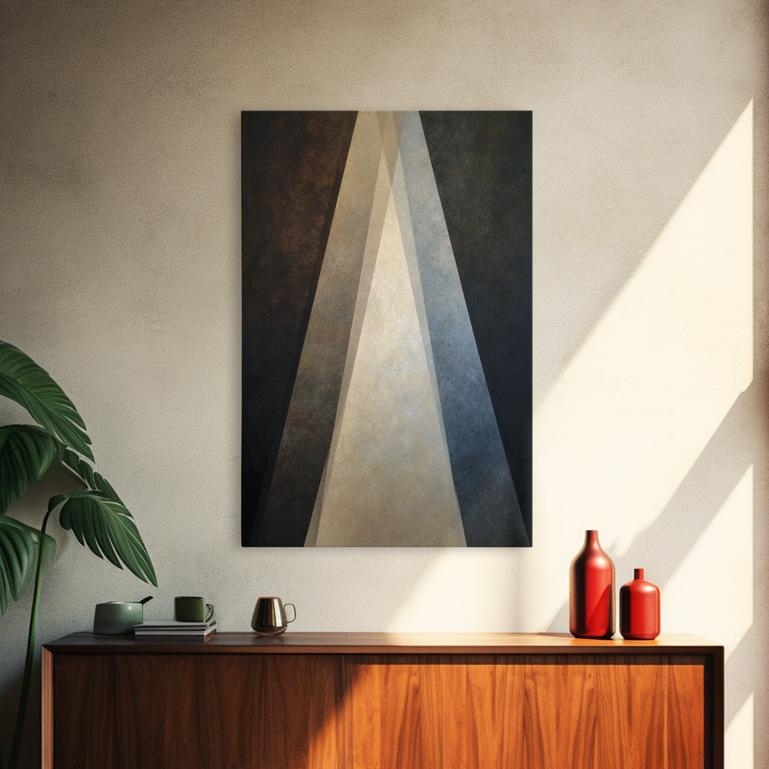 Abstract Light Beam Through Dark Shapes Framed Canvas Print, Office Art, Textured Painting, Office Decor, Fine Art, Focus, OFF-2x3-55