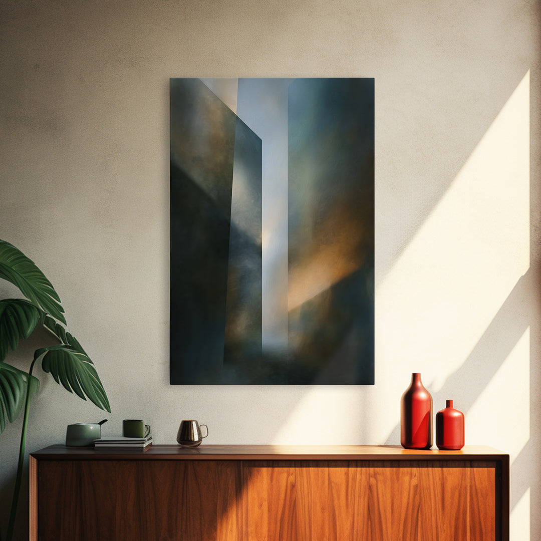 Abstract Light Beam Through Dark Shapes Canvas Print, Office Art, Dopamine Decor, Office Decor, Abstract Art, Focus, Boho Decor, OFF-2x3-7