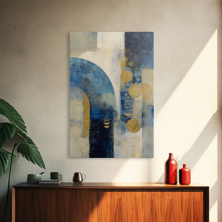 Blue Abstract Wave Pattern for Focus Framed Canvas Print, Office Art, Large Wall Art, Office Decor, Abstract Art, Focus, OFF-2x3-97