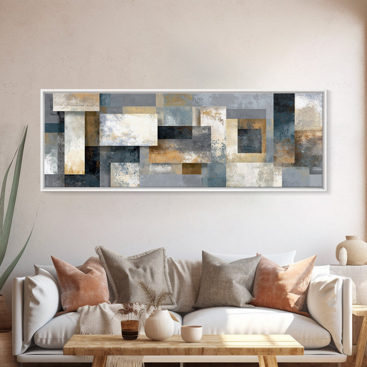Geometric Labyrinth Pattern Framed Canvas Print, Office Art, Home Decor, Office Decor, Abstract Art, Focus, Art Deco, OFF-3x1-10