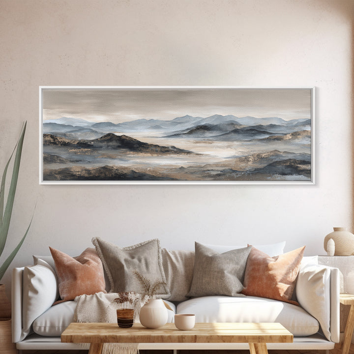 Minimal Mountain Sunrise for Focus Framed Canvas Print, Office Art, Printables, Office Decor, Focus, Living Room Decor, OFF-3x1-18