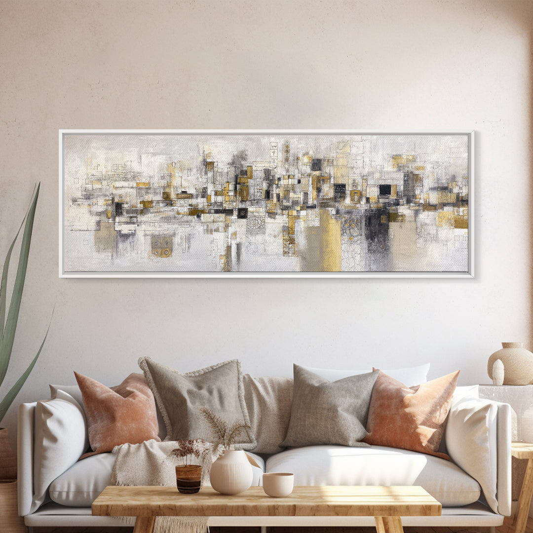 Architectural Line Drawing Canvas Print, Office Art, Statement Artwork, Office Decor, Abstract Art, Focus, Wall Decor, OFF-3x1-19