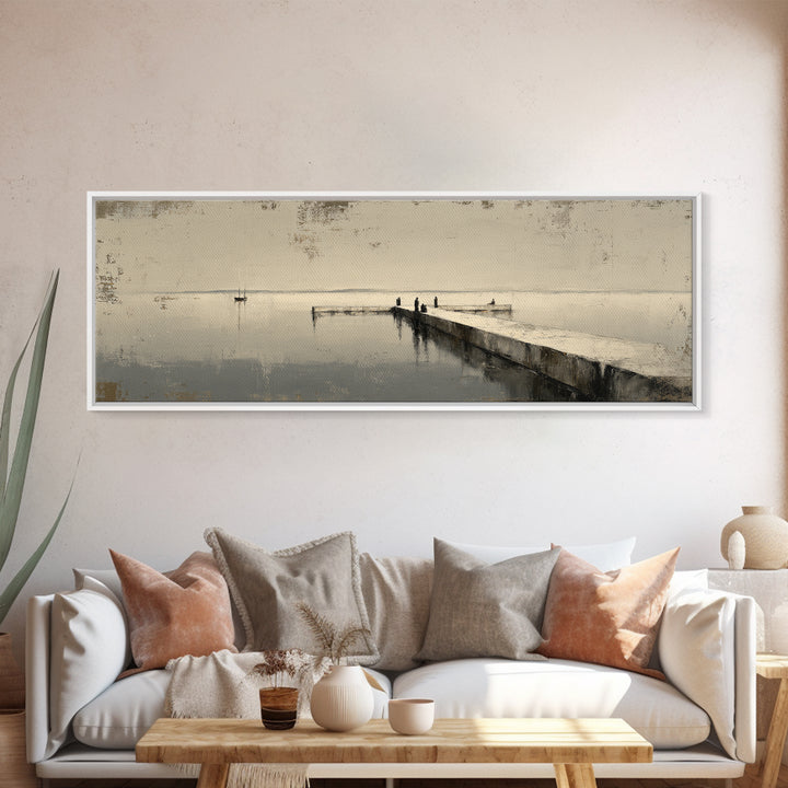 Monochrome Bridge Structure Framed Canvas Print, Office Art, Digital Art, Office Decor, Abstract Art, Focus, Ai Art, OFF-3x1-2