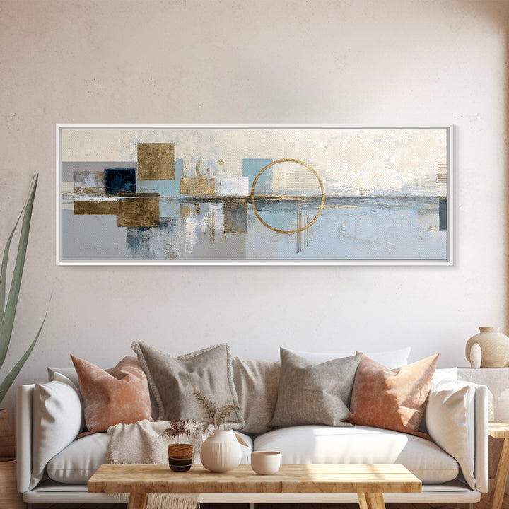 Gold Circle and Line Composition for Clarity Canvas Print, Office Art, Bedroom Wall Art, Office Decor, Abstract Art, Focus, OFF-3x1-24