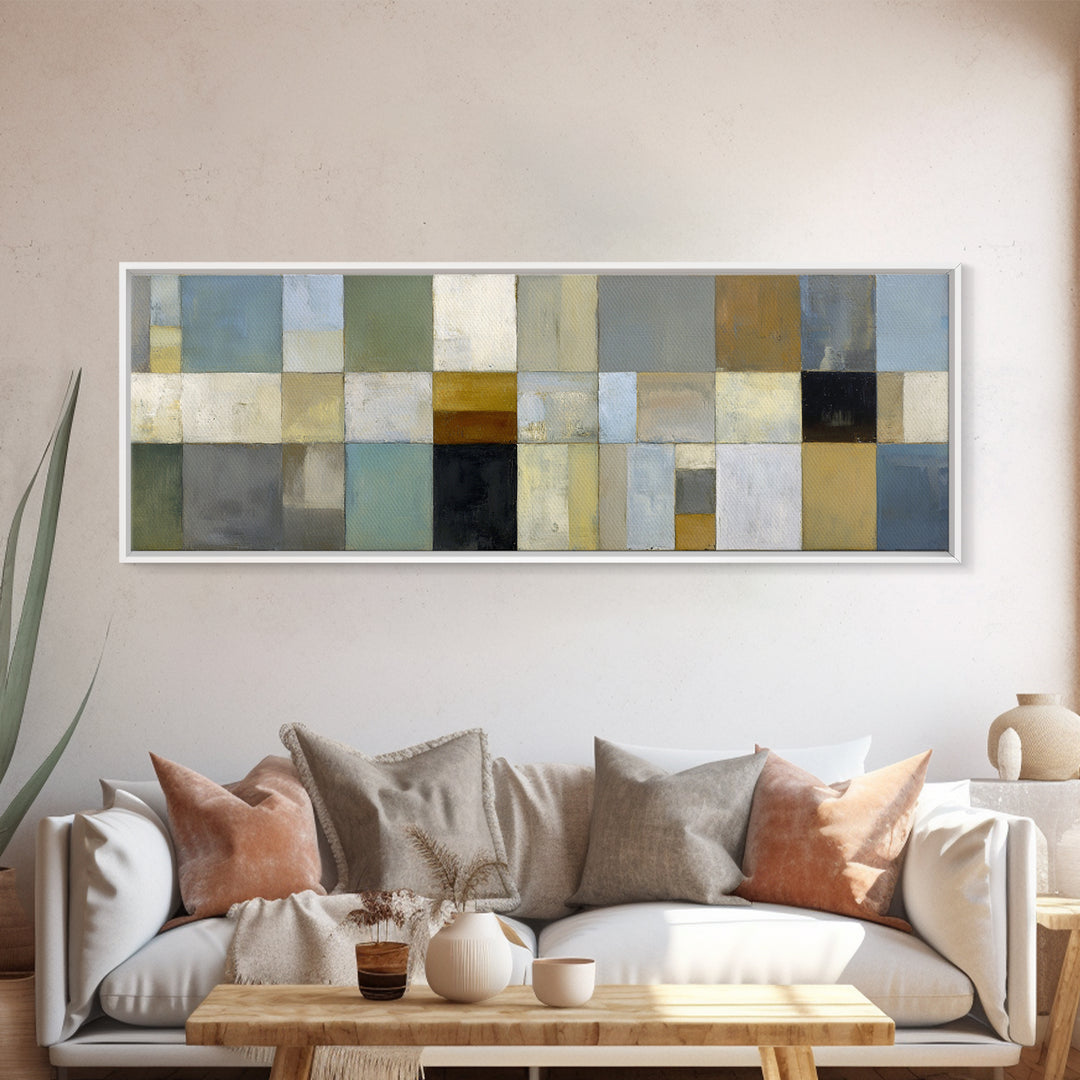 Modern Color Blocks Framed Canvas Print, Office Art, Downloadable Prints, Office Decor, Oil Painting, Focus, Textured Painting, OFF-3x1-28