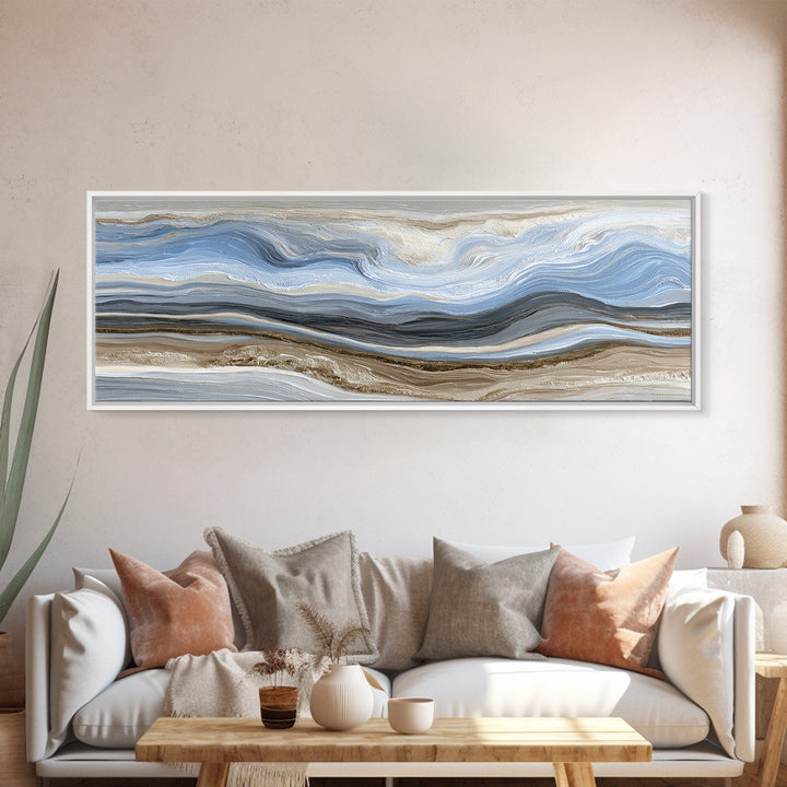Blue Abstract Wave Pattern for Focus Canvas Print, Office Art, Abstract Art, Office Decor, Fine Art, Focus, Downloadable Prints, OFF-3x1-33