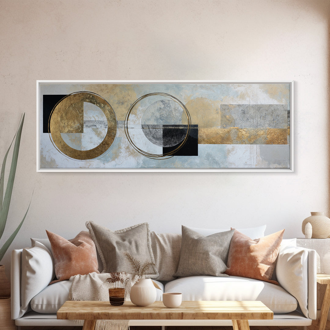 Gold Circle and Line Composition for Clarity Canvas Print, Office Art, Art Print, Office Decor, Abstract Art, Focus, Printable, OFF-3x1-48