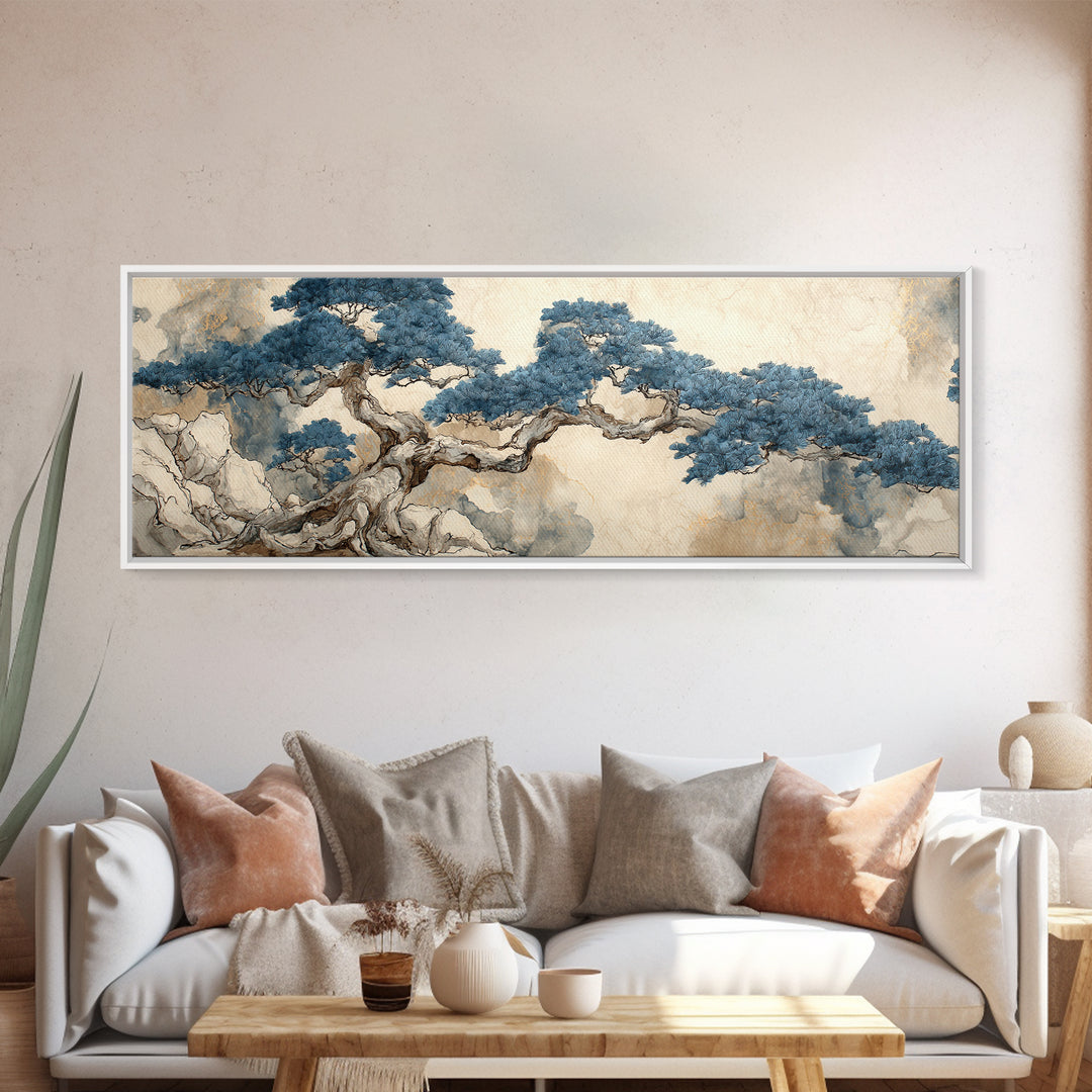 Ink Wash Tree Symbolizing Stability Canvas Print, Office Art, Dopamine Decor, Office Decor, Fine Art, Focus, Boho Decor, OFF-3x1-54