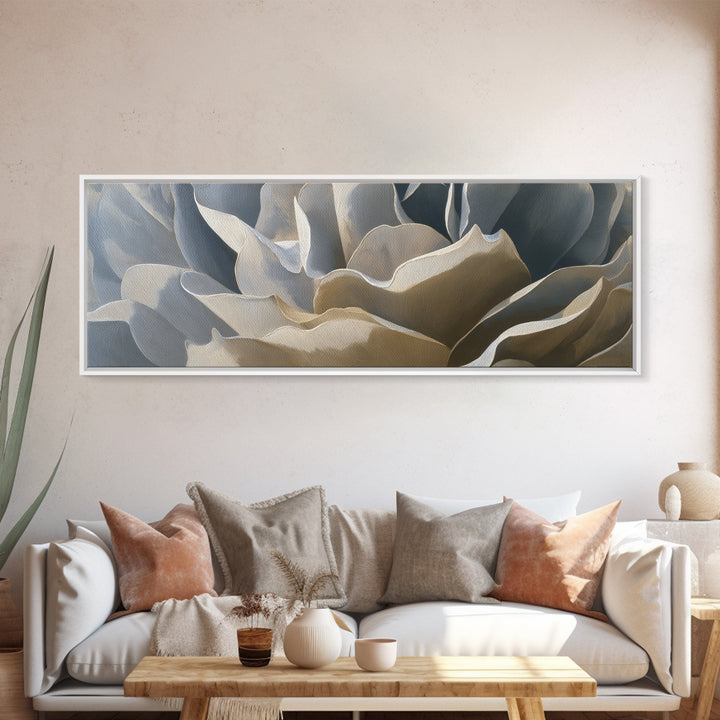 Desk Plant Botanical Closeup Framed Canvas Print, Office Art, Textured Painting, Office Decor, Oil Painting, Focus, Printables, OFF-3x1-56