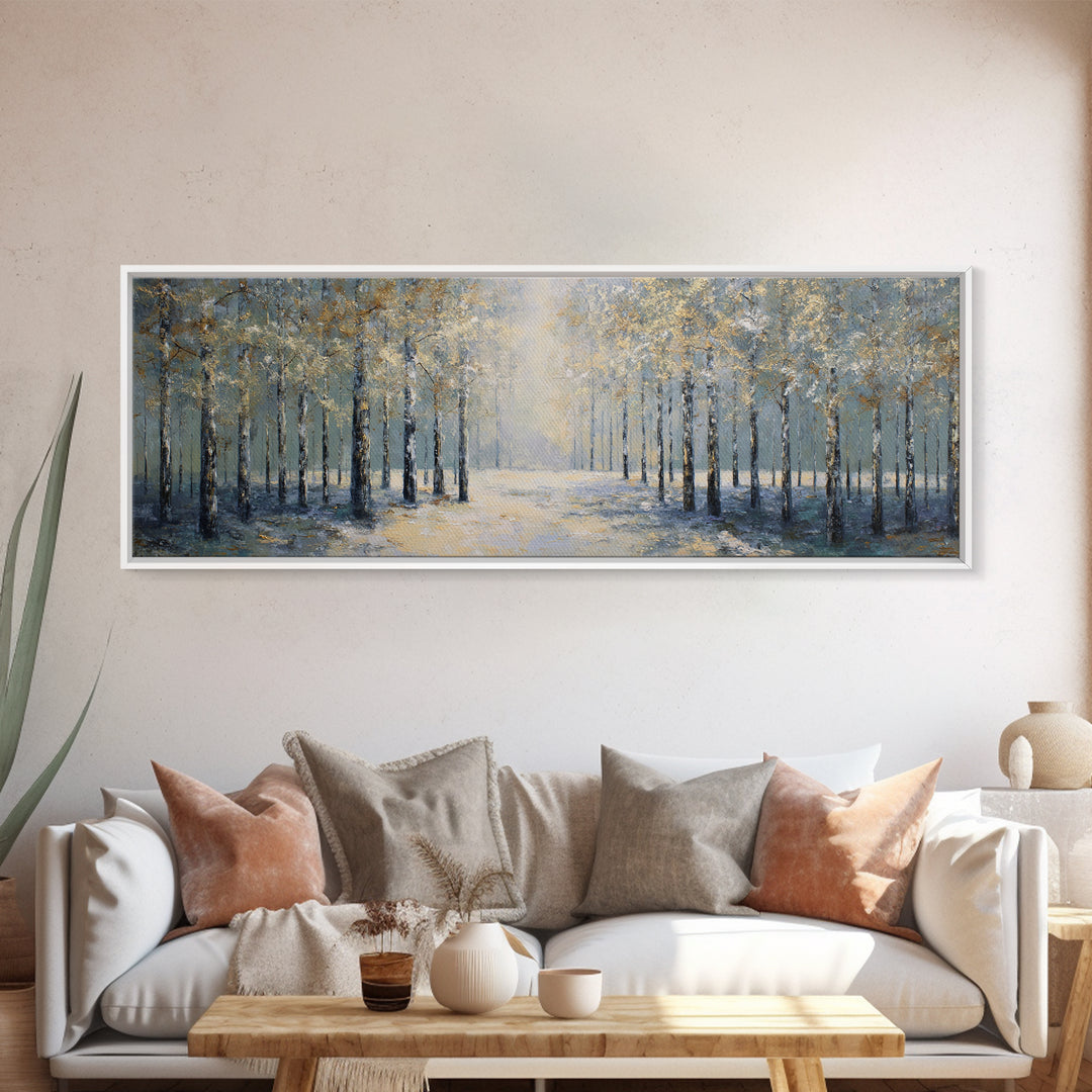 Quiet Forest Path for Mental Reset Framed Canvas Print, Office Art, Wall Art, Office Decor, Fine Art, Focus, Boho, Art Deco, OFF-3x1-59