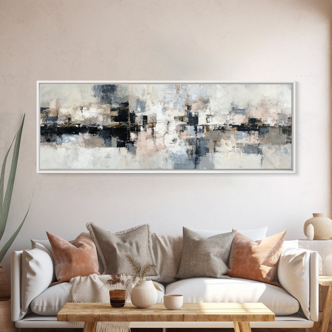 City Map Abstract Framed Canvas Print, Office Art, Boho Decor, Office Decor, Fine Art, Focus, Digital Art, Pet Portrait, OFF-3x1-60